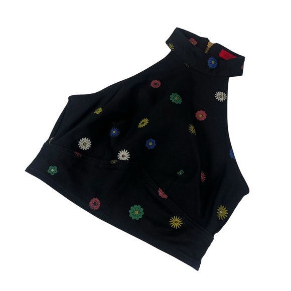 MOTHER Never Falter Halter Top Fresh as a Daisy Black Denim - Picture 3 of 12